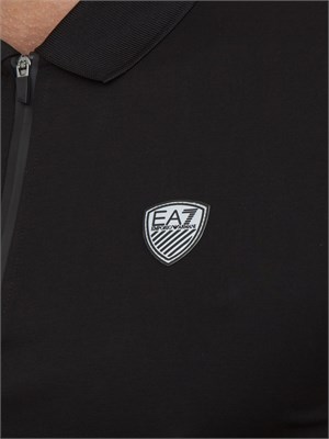 Polo  Ea7 Premium Shield in in jersey di viscosa e nylon nero in UOMO