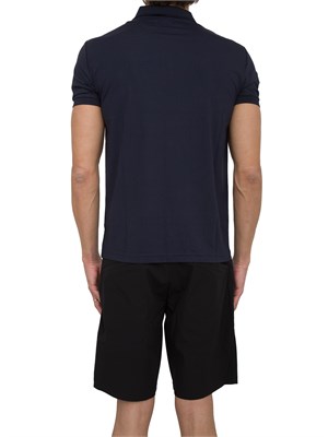 Polo  Ea7 Premium Shield in in jersey di viscosa e nylon blu in UOMO