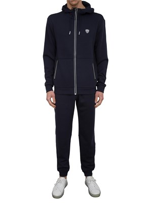 Pantaloni jogger EA7 in misto viscosa stretch blu in UOMO