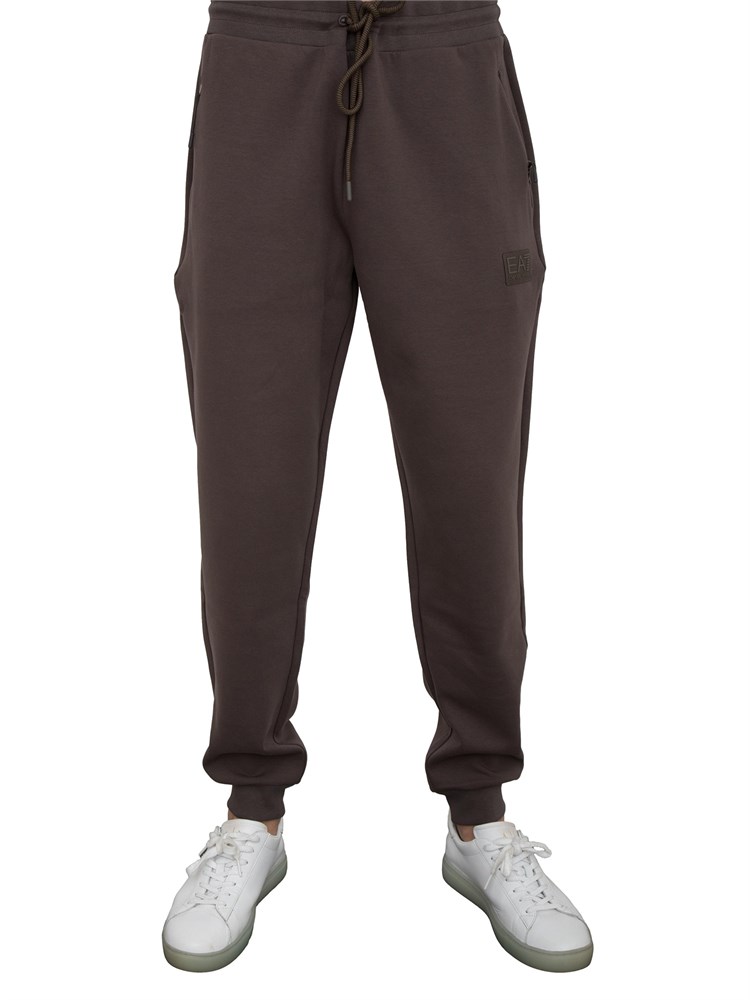 Pantalone EA7 in interlock di misto cotone taupe