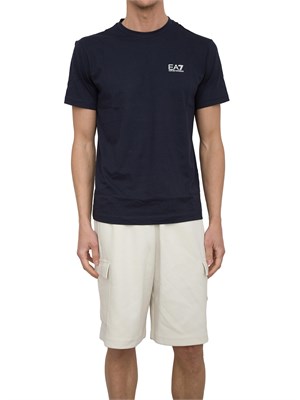 T-shirt EA7 Core Identity in cotone Pima blu in UOMO