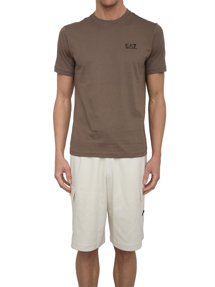 T-shirt EA7 Core Identity in cotone Pima marrone