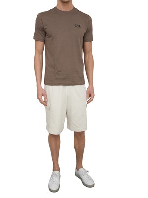 T-shirt EA7 Core Identity in cotone Pima marrone in UOMO