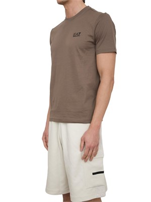 T-shirt EA7 Core Identity in cotone Pima marrone in UOMO