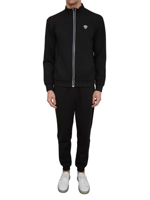 Tuta sportiva Ea7 in misto viscosa con felpa full zip e pantaloni nero in UOMO
