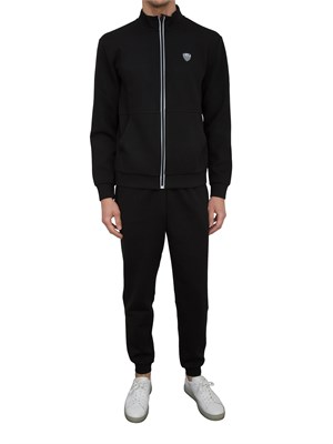 Tuta sportiva Ea7 in misto viscosa con felpa full zip e pantaloni nero in UOMO