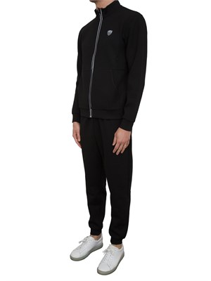 Tuta sportiva Ea7 in misto viscosa con felpa full zip e pantaloni nero in UOMO