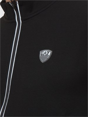Tuta sportiva Ea7 in misto viscosa con felpa full zip e pantaloni nero in UOMO