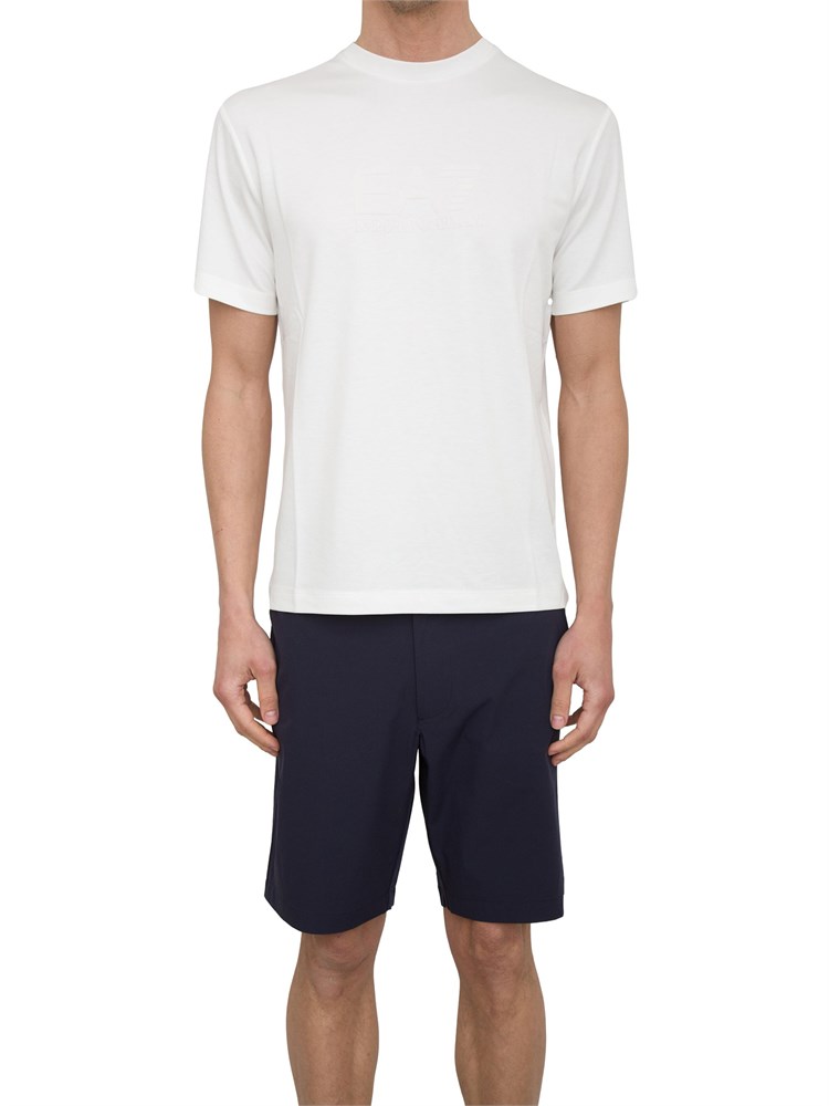 T-shirt EA7 Lux Identity in jersey di misto modal avorio