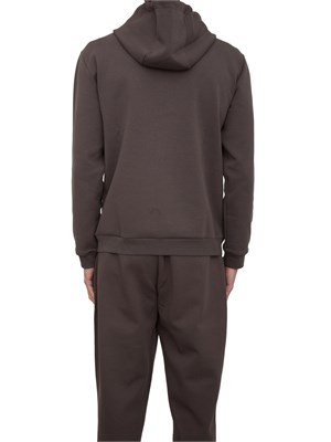 Felpa con cappuccio EA7 in interlock di misto cotone taupe in UOMO