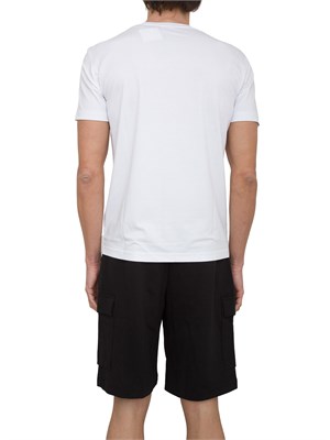 T-shirt EA7 girocollo Premium Shield in misto viscosa stretch bianco in UOMO