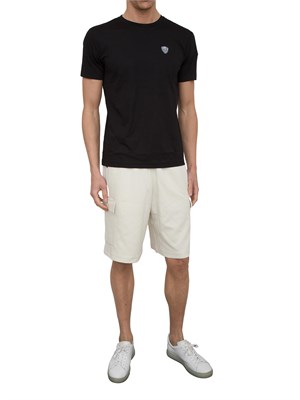 T-shirt EA7 girocollo Premium Shield in misto viscosa stretch nero in UOMO