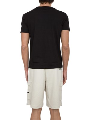 T-shirt EA7 girocollo Premium Shield in misto viscosa stretch nero in UOMO