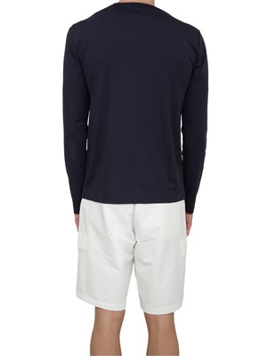 T-shirt Ea7 a maniche lunghe in jersey stretch blu in UOMO