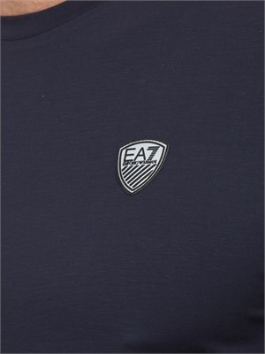 T-shirt Ea7 a maniche lunghe in jersey stretch blu in UOMO