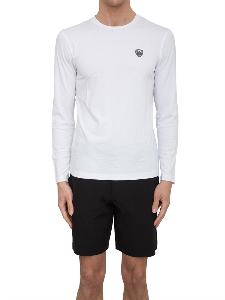 T-shirt Ea7 a maniche lunghe in jersey stretch bianco