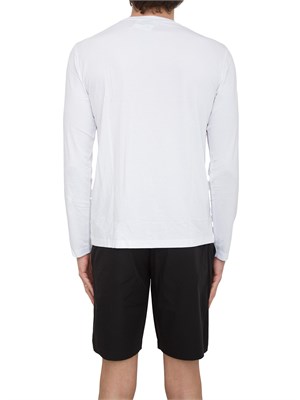 T-shirt Ea7 a maniche lunghe in jersey stretch bianco in UOMO