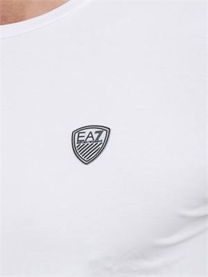 T-shirt Ea7 a maniche lunghe in jersey stretch bianco in UOMO