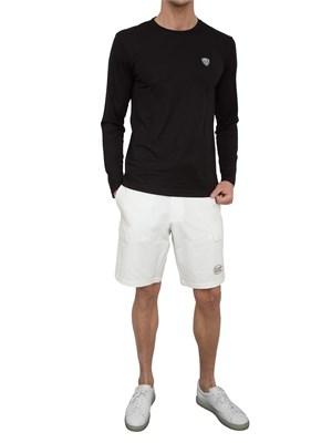 T-shirt Ea7 a maniche lunghe in jersey stretch nero in UOMO