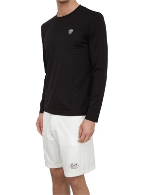 T-shirt Ea7 a maniche lunghe in jersey stretch nero in UOMO