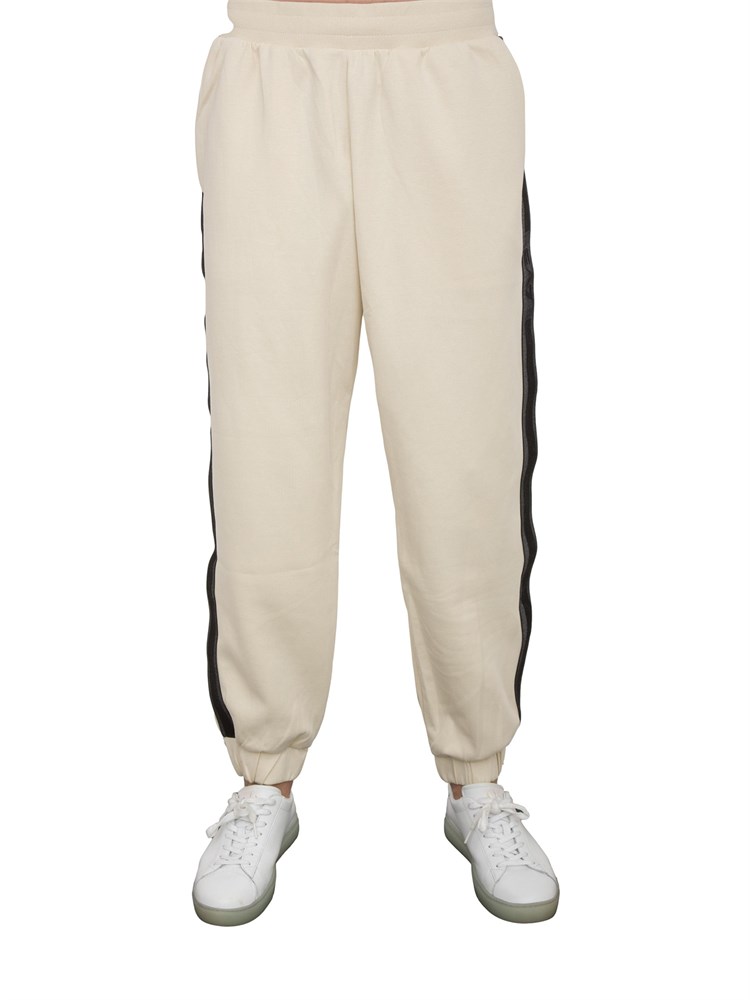 Pantaloni jogger EA7 Logo Series in misto cotone avorio