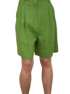 Bermuda donna Emme Marella con pinces in lino verde in DONNA