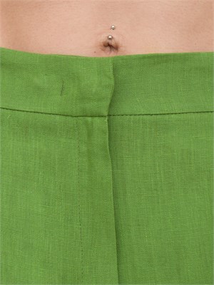 Bermuda donna Emme Marella con pinces in lino verde in DONNA