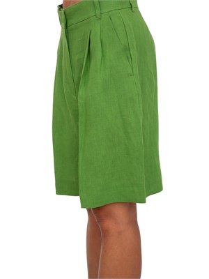 Bermuda donna Emme Marella con pinces in lino verde in DONNA