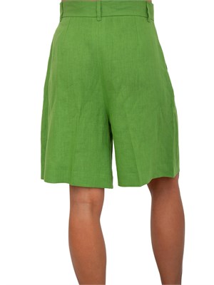 Bermuda donna Emme Marella con pinces in lino verde in DONNA
