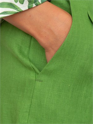 Bermuda donna Emme Marella con pinces in lino verde in DONNA
