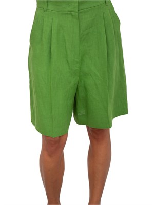 Bermuda donna Emme Marella con pinces in lino verde in DONNA