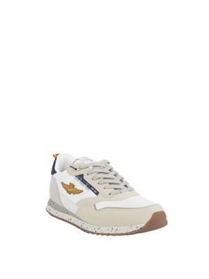 Sneaker bianca Aeronautica Militare in suede in UOMO