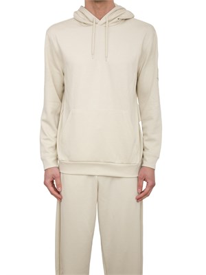 Felpa con cappuccio EA7 Core Identity Unisex in misto viscosa stretch avorio in UOMO