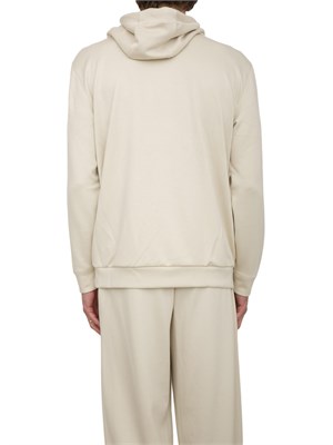 Felpa con cappuccio EA7 Core Identity Unisex in misto viscosa stretch avorio in UOMO