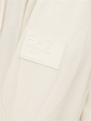 Felpa con cappuccio EA7 Core Identity Unisex in misto viscosa stretch avorio in UOMO