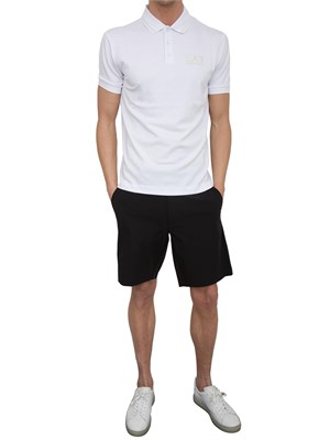 Polo a maniche corte Ea7 Gold Label in jersey di viscosa bianco in UOMO