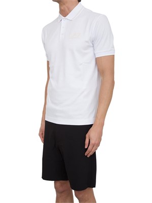 Polo a maniche corte Ea7 Gold Label in jersey di viscosa bianco in UOMO