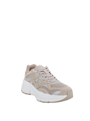 Sneaker beige Emporio Armani in suede e tessuto tecnico in UOMO