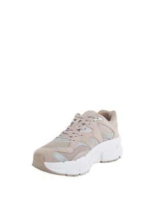 Sneaker beige Emporio Armani in suede e tessuto tecnico in UOMO