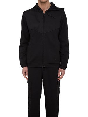 Felpa EA7 con cappuccio in misto cotone nero in UOMO