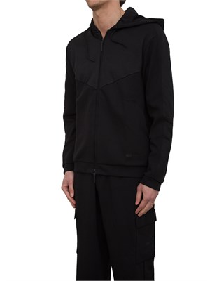 Felpa EA7 con cappuccio in misto cotone nero in UOMO
