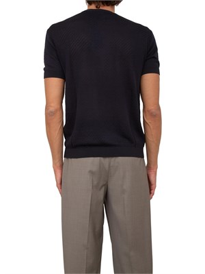 Maglia blu maniche corte Emporio Armani uomo con lavorazione jacquard in UOMO