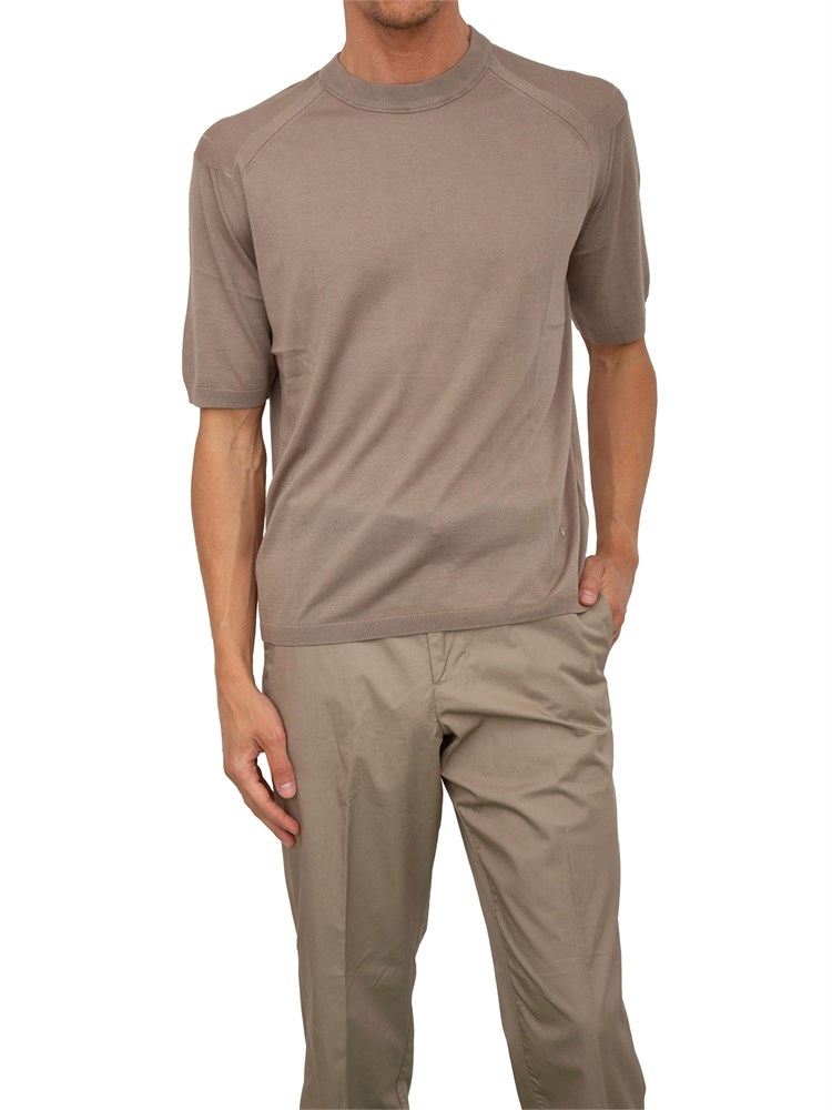 Maglia uomo Emporio Armani in misto cotone, seta e lyocell beige tortora