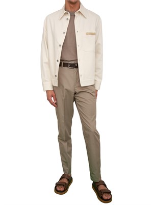Maglia uomo Emporio Armani in misto cotone, seta e lyocell beige tortora in UOMO