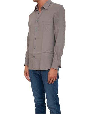 Camicia uomo Emporio Armani in misto cotone e lyocell grigio in UOMO