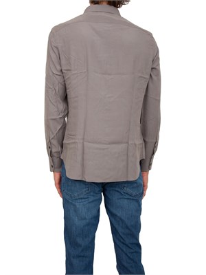 Camicia uomo Emporio Armani in misto cotone e lyocell grigio in UOMO
