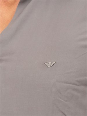 Camicia uomo Emporio Armani in misto cotone e lyocell grigio in UOMO