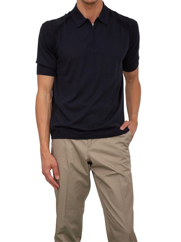 Maglia blu maniche corte Emporio Armani uomo in misto lyocell