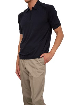 Maglia blu maniche corte Emporio Armani uomo in misto lyocell in UOMO