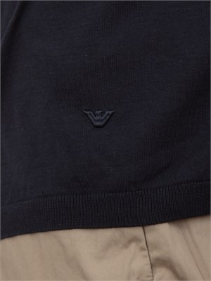 Maglia blu maniche corte Emporio Armani uomo in misto lyocell in UOMO